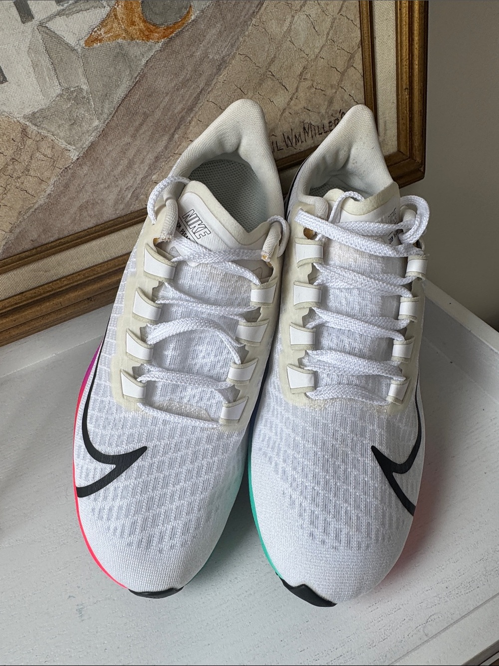 Nike Women's White Running Shoes with Mint and Black Accents